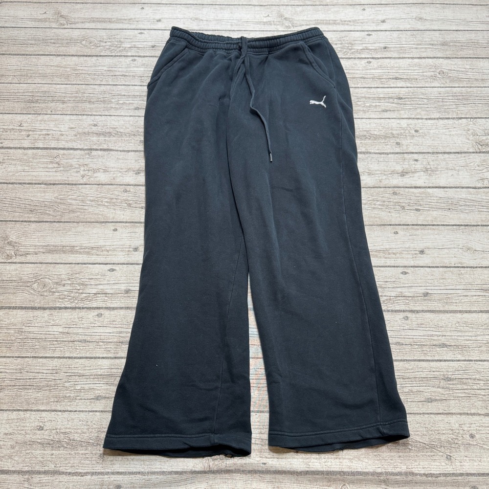 Puma Sweatpants Women's XL Black Wide Leg Fleece Lined Athletic Training Lounge